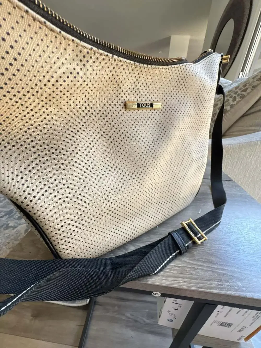 TOUS Perforated Hobo Shoulder Bag with Pink Lining